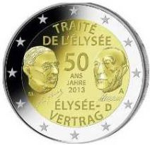 2 euros commémorative allemagne 2013 traité de l‘ Elysée