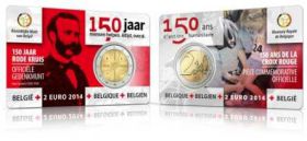 2 euro commémorative Belgique 2014 croix rouge coincard